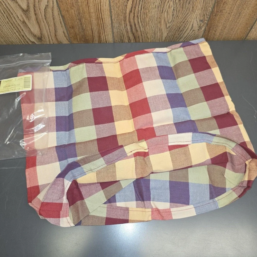 Longaberger Large Metropolitan Basket Liner‎ WT EVRY Plaid Fabric Multicolor